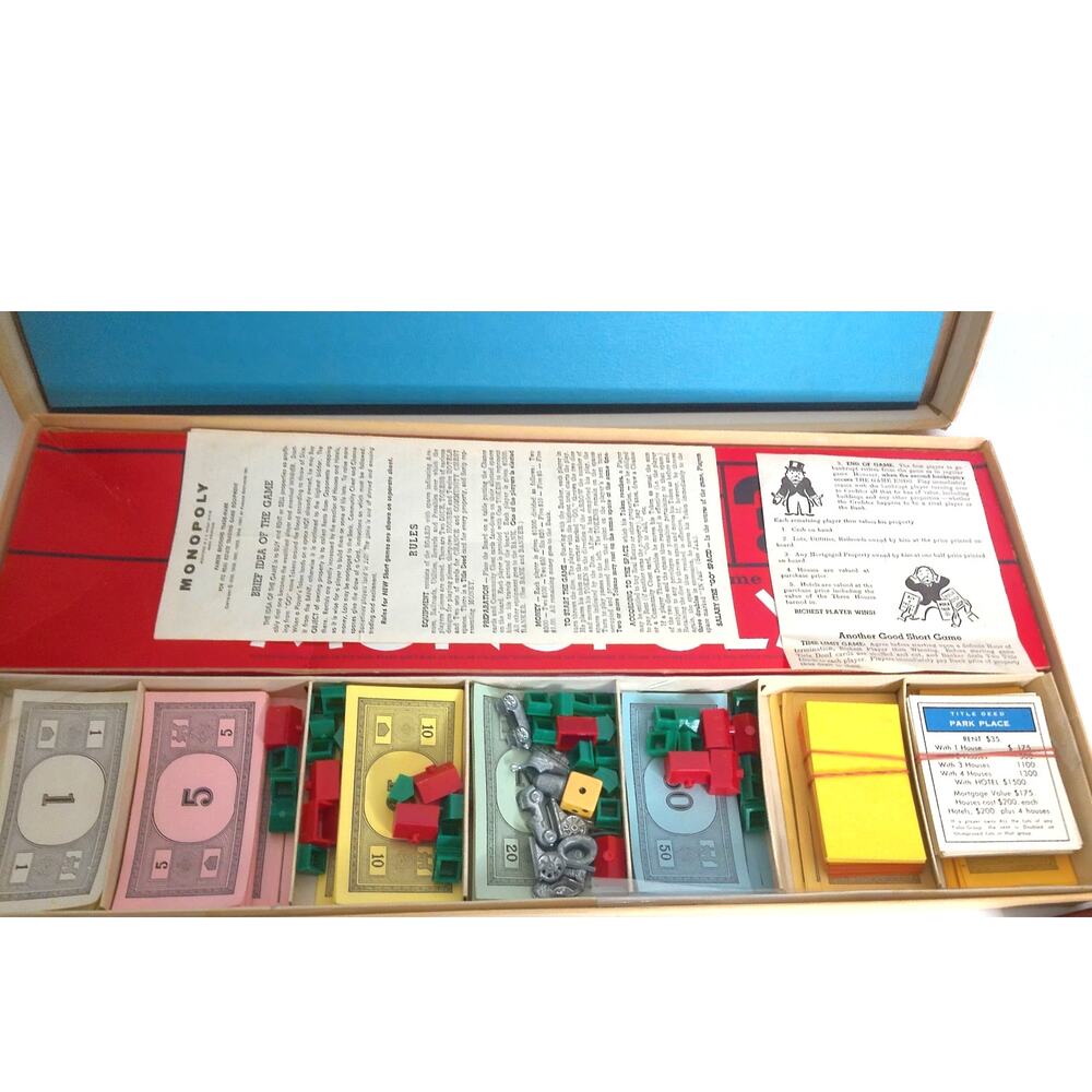 Vintage 1961 Monopoly Board Game With Pewter Playing Pieces READ